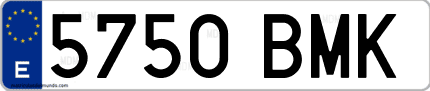 Ejemplo de matrícula de coche ordinaria 5750 BMK