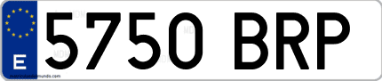 Ejemplo de matrícula de coche ordinaria 5750 BRP