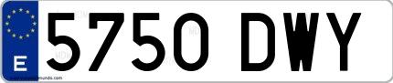 Ejemplo de matrícula española 5750 DWY
