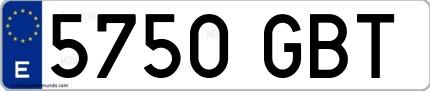 Ejemplo de matrícula española 5750 GBT