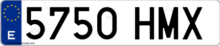 Ejemplo de matrícula de coche ordinaria 5750 HMX