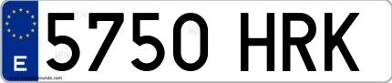 Ejemplo de matrícula española 5750 HRK