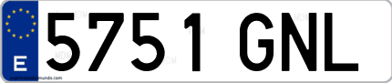Ejemplo de matrícula de coche ordinaria 5751 GNL