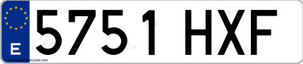 Ejemplo de matrícula de coche ordinaria 5751 HXF