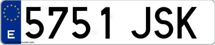 Ejemplo de matrícula española 5751 JSK