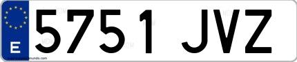 Ejemplo de matrícula de coche ordinaria 5751 JVZ