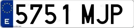 Ejemplo de matrícula de coche ordinaria 5751 MJP