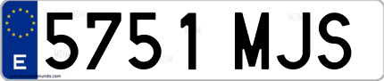 Ejemplo de matrícula de coche ordinaria 5751 MJS