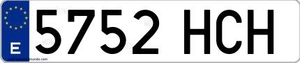 Ejemplo de matrícula de coche ordinaria 5752 HCH