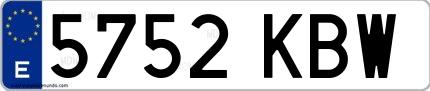 Ejemplo de matrícula española 5752 KBW