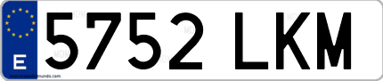 Ejemplo de matrícula de coche ordinaria 5752 LKM