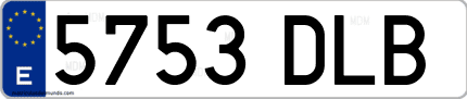 Ejemplo de matrícula de coche ordinaria 5753 DLB