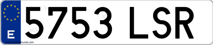 Ejemplo de matrícula de coche ordinaria 5753 LSR
