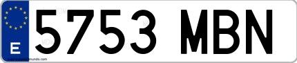 Ejemplo de matrícula española 5753 MBN