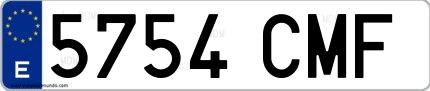 Ejemplo de matrícula española 5754 CMF