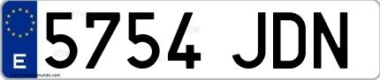 Ejemplo de matrícula española 5754 JDN
