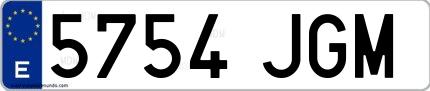 Ejemplo de matrícula española 5754 JGM