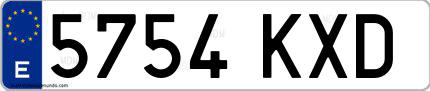 Ejemplo de matrícula española 5754 KXD