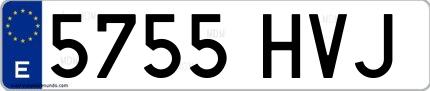 Ejemplo de matrícula de coche ordinaria 5755 HVJ