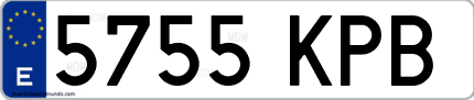 Ejemplo de matrícula de coche ordinaria 5755 KPB