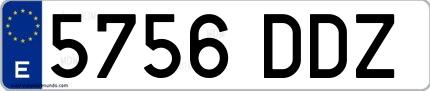 Ejemplo de matrícula española 5756 DDZ