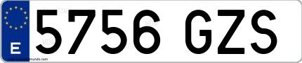Ejemplo de matrícula española 5756 GZS