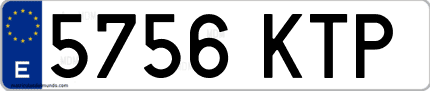 Ejemplo de matrícula de coche ordinaria 5756 KTP