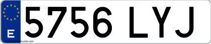 Ejemplo de matrícula española 5756 LYJ