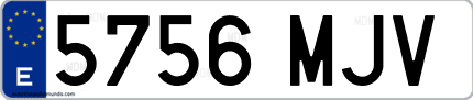 Ejemplo de matrícula de coche ordinaria 5756 MJV
