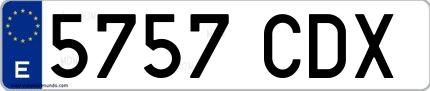 Ejemplo de matrícula española 5757 CDX