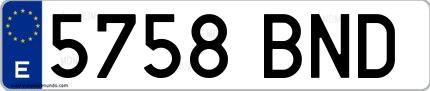 Ejemplo de matrícula española 5758 BND