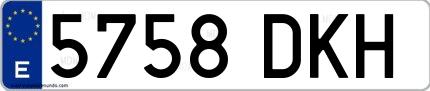 Ejemplo de matrícula española 5758 DKH