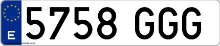 Ejemplo de matrícula española 5758 GGG