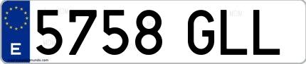 Ejemplo de matrícula española 5758 GLL
