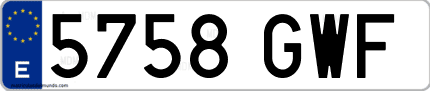 Ejemplo de matrícula de coche ordinaria 5758 GWF