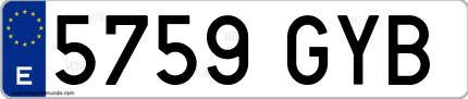 Ejemplo de matrícula de coche ordinaria 5759 GYB