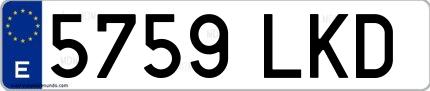 Ejemplo de matrícula española 5759 LKD