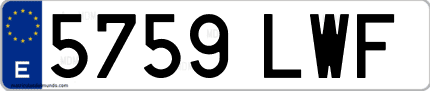 Ejemplo de matrícula de coche ordinaria 5759 LWF