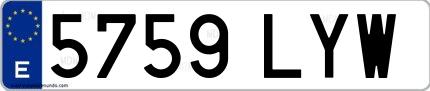Ejemplo de matrícula española 5759 LYW