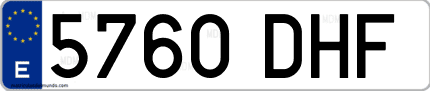 Ejemplo de matrícula de coche ordinaria 5760 DHF