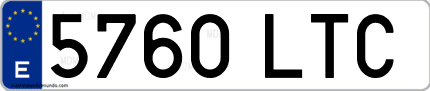 Ejemplo de matrícula de coche ordinaria 5760 LTC