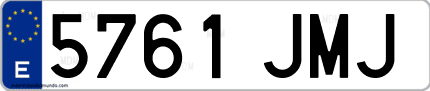 Ejemplo de matrícula de coche ordinaria 5761 JMJ