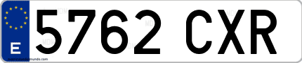 Ejemplo de matrícula de coche ordinaria 5762 CXR