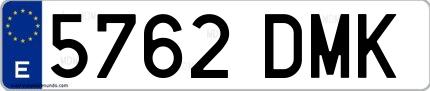 Ejemplo de matrícula española 5762 DMK