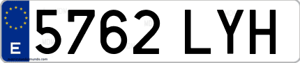 Ejemplo de matrícula de coche ordinaria 5762 LYH