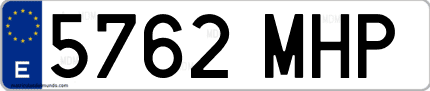 Ejemplo de matrícula de coche ordinaria 5762 MHP