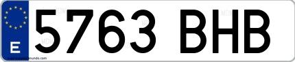 Ejemplo de matrícula española 5763 BHB