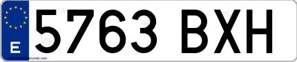 Ejemplo de matrícula española 5763 BXH