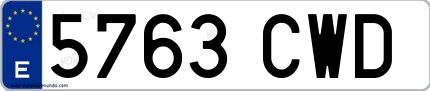 Ejemplo de matrícula española 5763 CWD