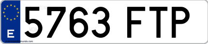 Ejemplo de matrícula de coche ordinaria 5763 FTP